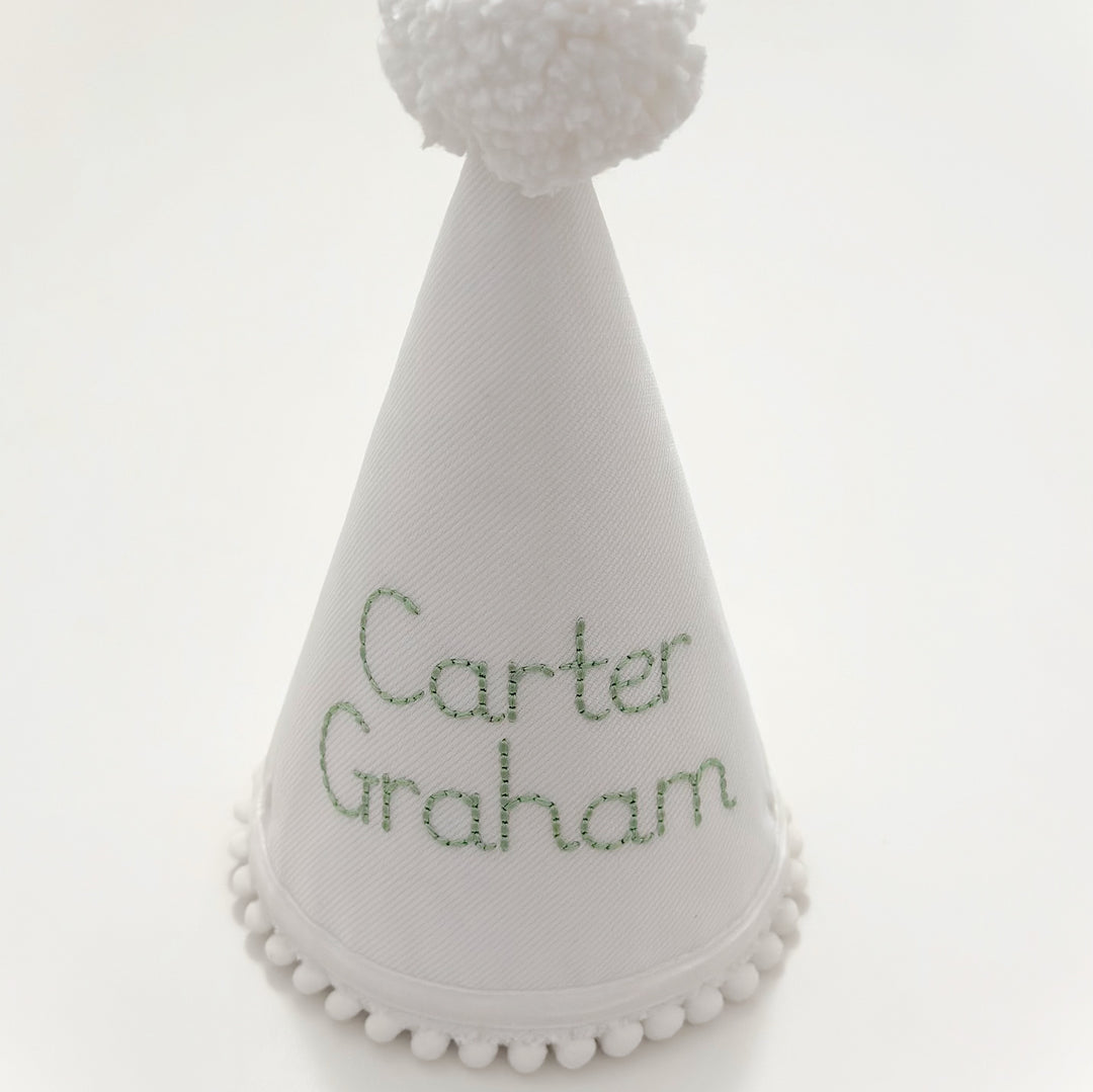 White with Sage Party Hat
