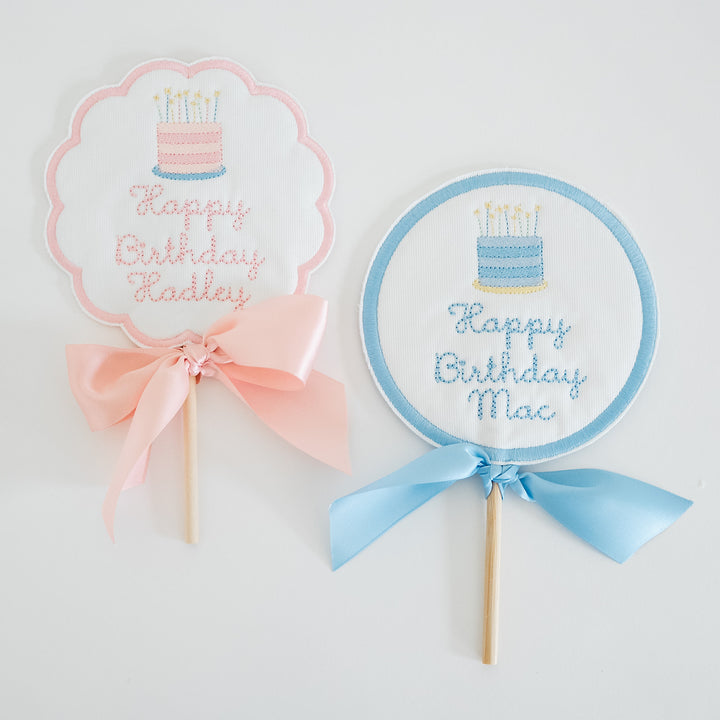 Personalized Happy Birthday Cake Tag and Topper Set
