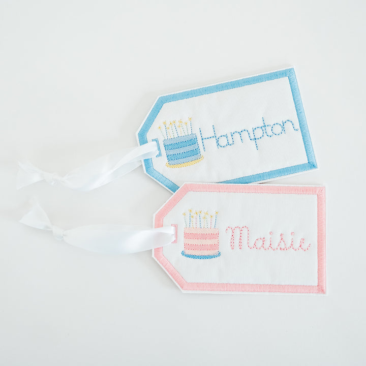 Personalized Happy Birthday Cake Tag and Topper Set