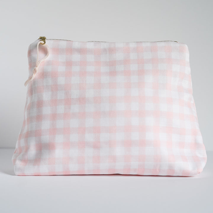 Luxury Zip Pouch in Little Pink Check