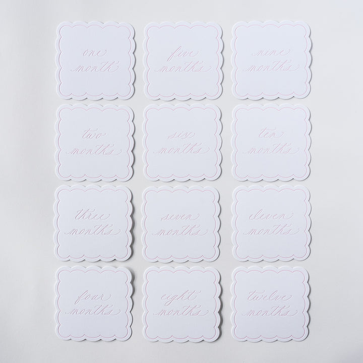 Letterpressed Monthly Markers in Pink