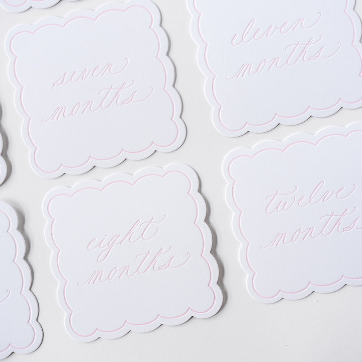 Letterpressed Monthly Markers in Pink