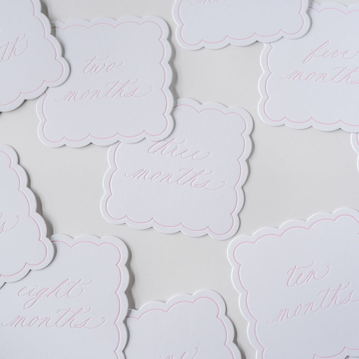 Letterpressed Monthly Markers in Pink