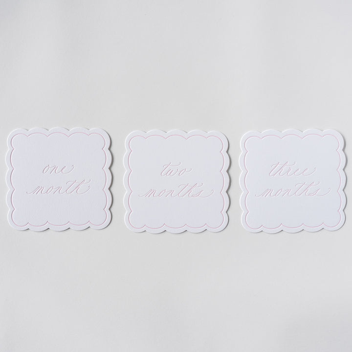 Letterpressed Monthly Markers in Pink