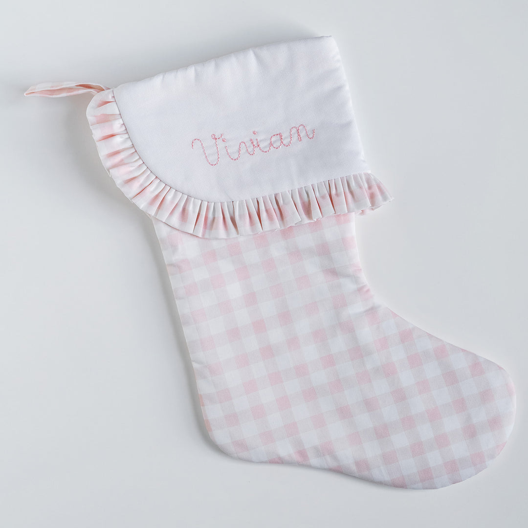 Little Pink Check Heirloom Christmas Stocking