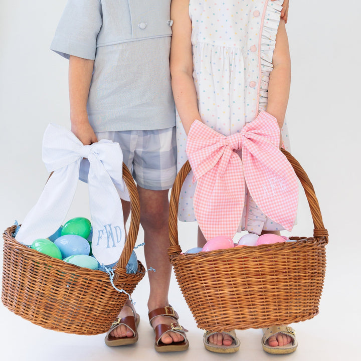 Pink Linen Easter Basket Bow