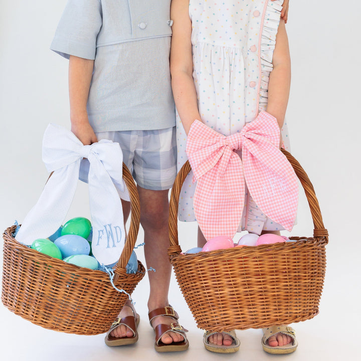 White Linen Easter Basket Bow