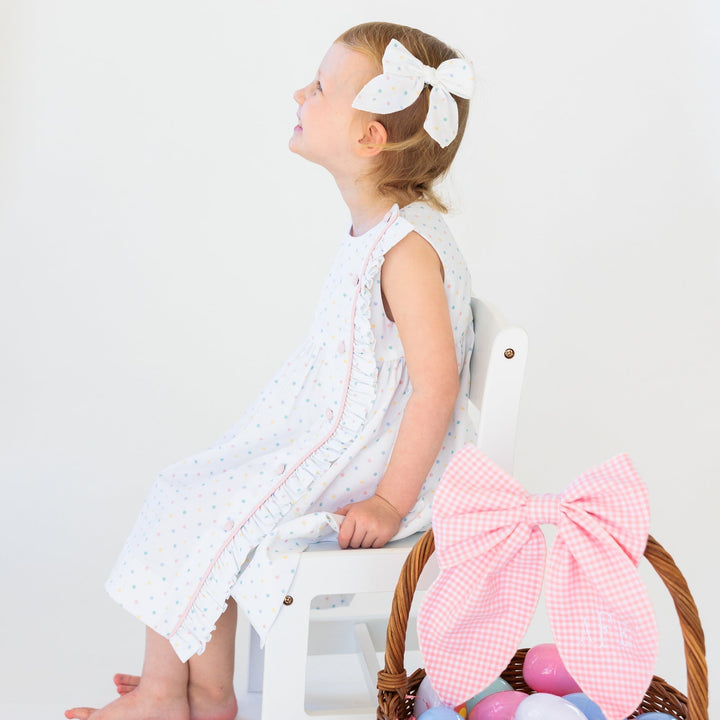 Pink Tiny Dot Easter Basket Bow