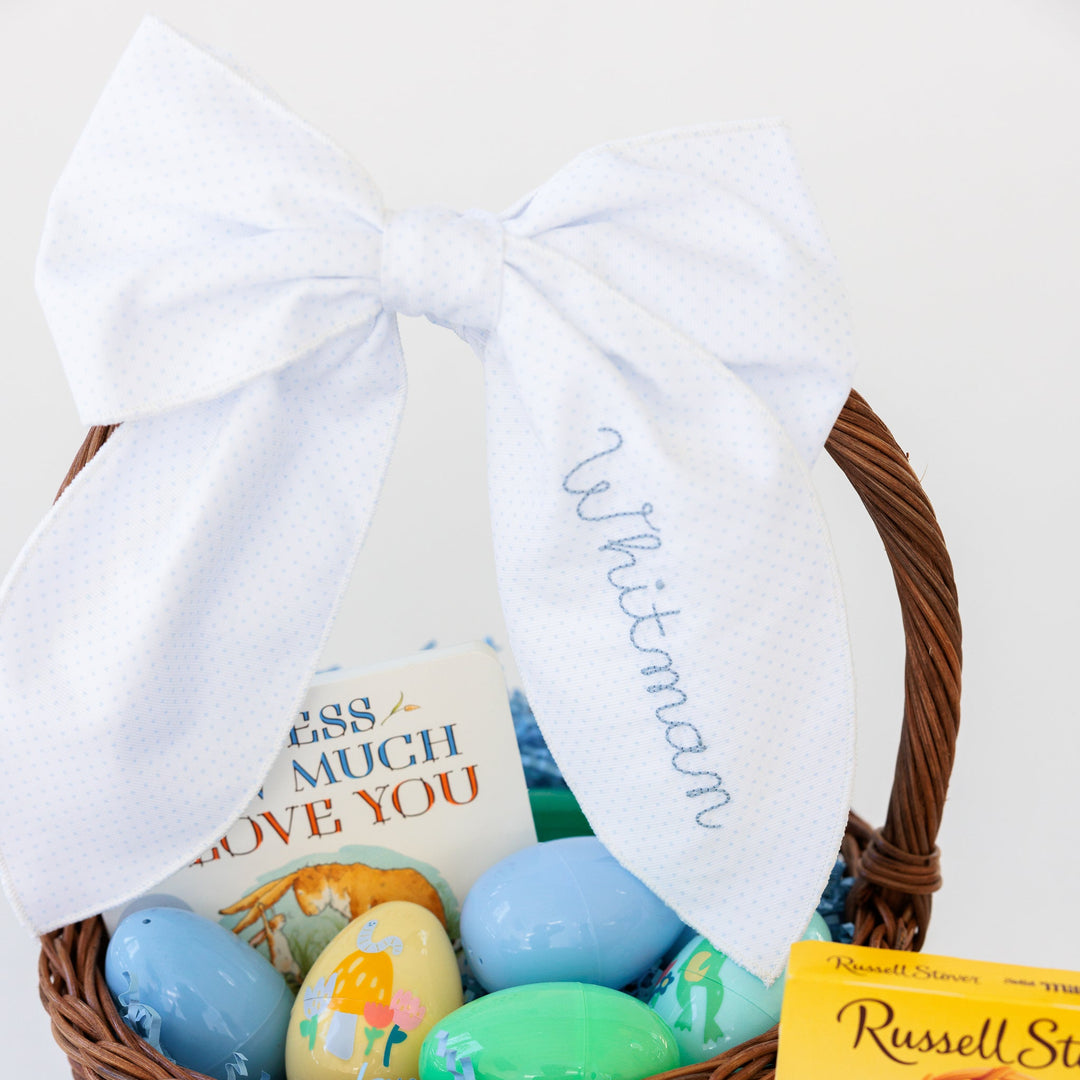 Little Blue Check Easter Basket Bow