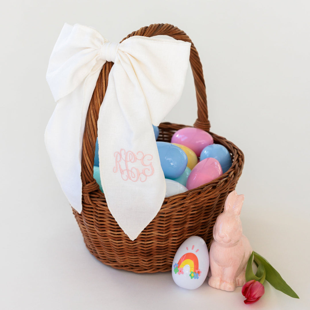 Pink Linen Easter Basket Bow