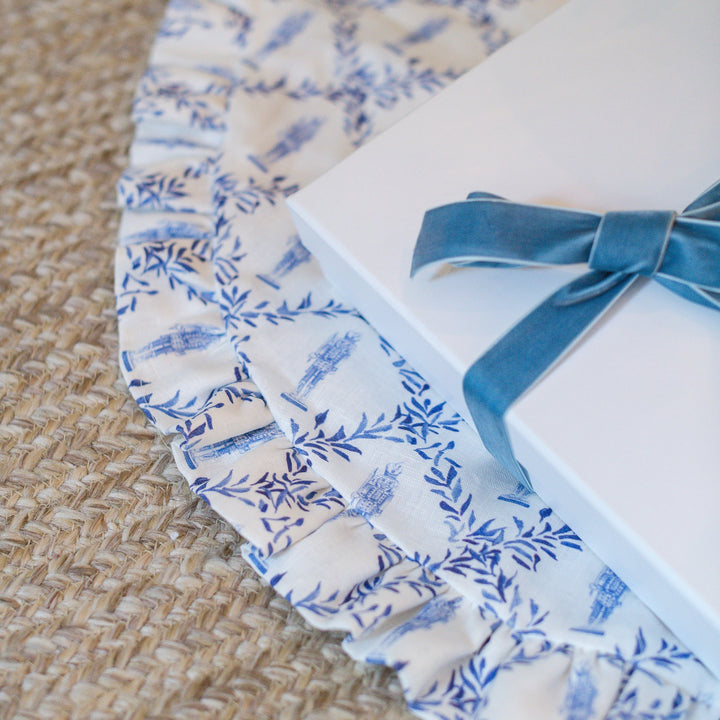 FROM THE VAULT: SJM x Namesake Tree Skirt PETITE / Blue Nutcracker Trellis