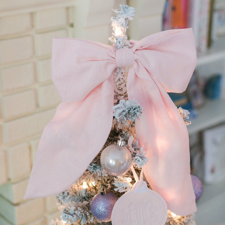 Pink Linen Bow Topper