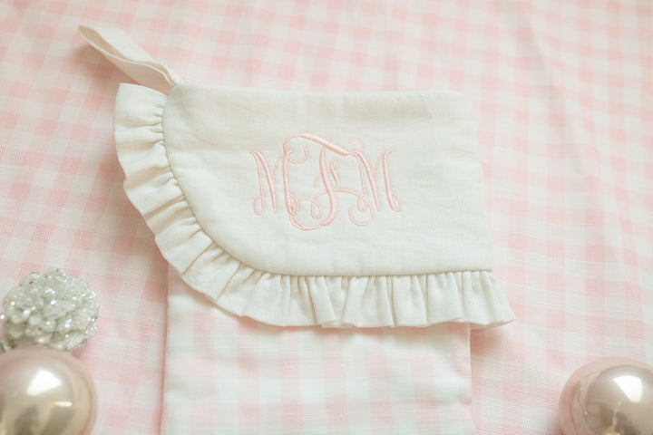 Little Pink Check Linen Stocking