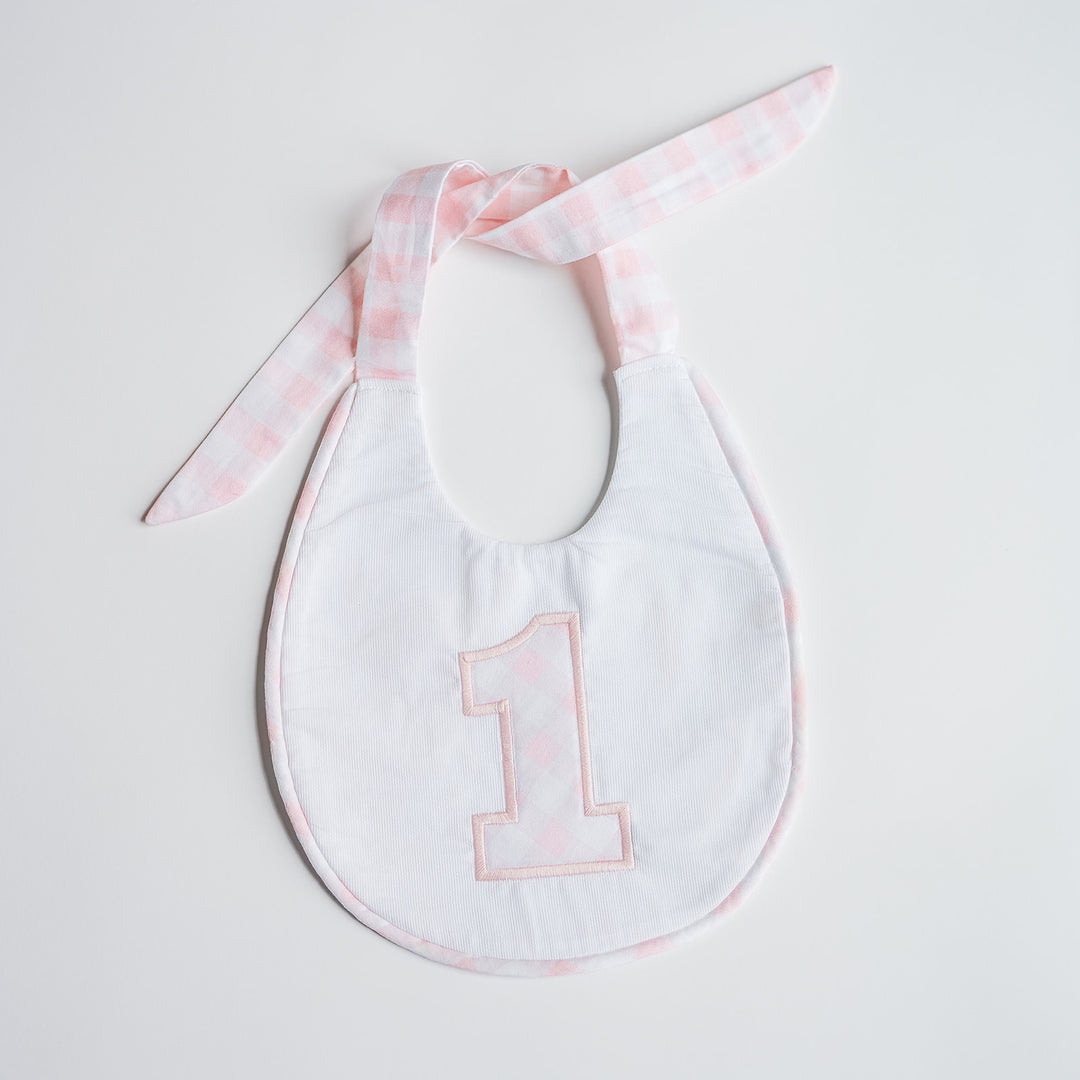 Heirloom Bib in White and Pink