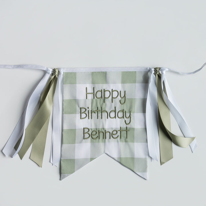 Green Buffalo Check Happy Birthday Banner