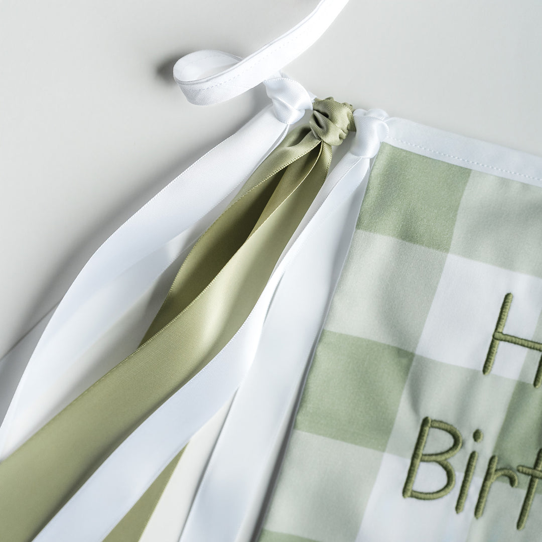 Green Buffalo Check Happy Birthday Banner