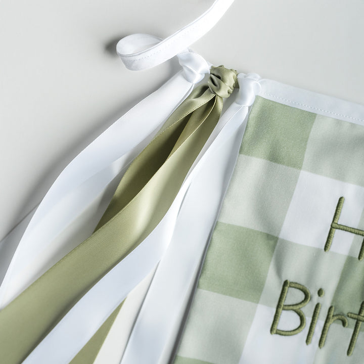 Green Buffalo Check Happy Birthday Banner