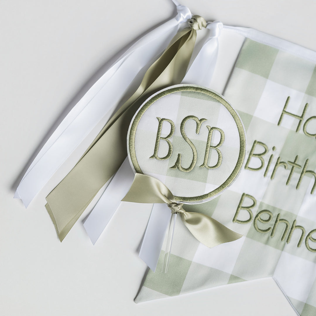 Green Buffalo Check Happy Birthday Banner