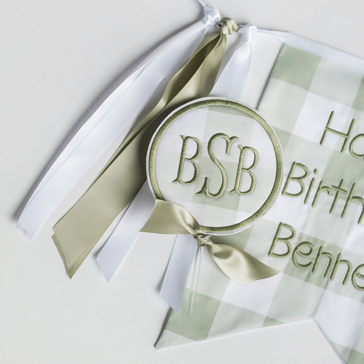 Green Buffalo Check Happy Birthday Banner