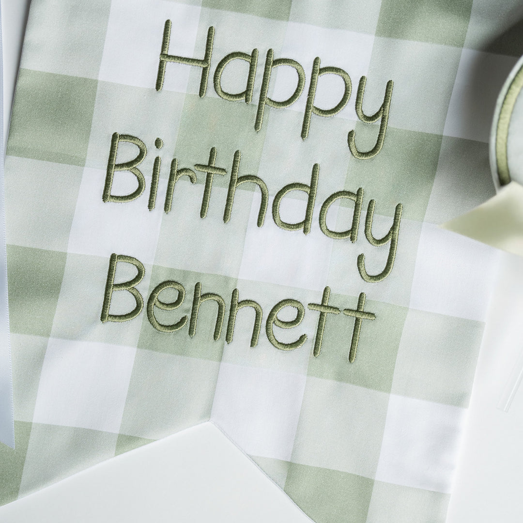 Green Buffalo Check Happy Birthday Banner