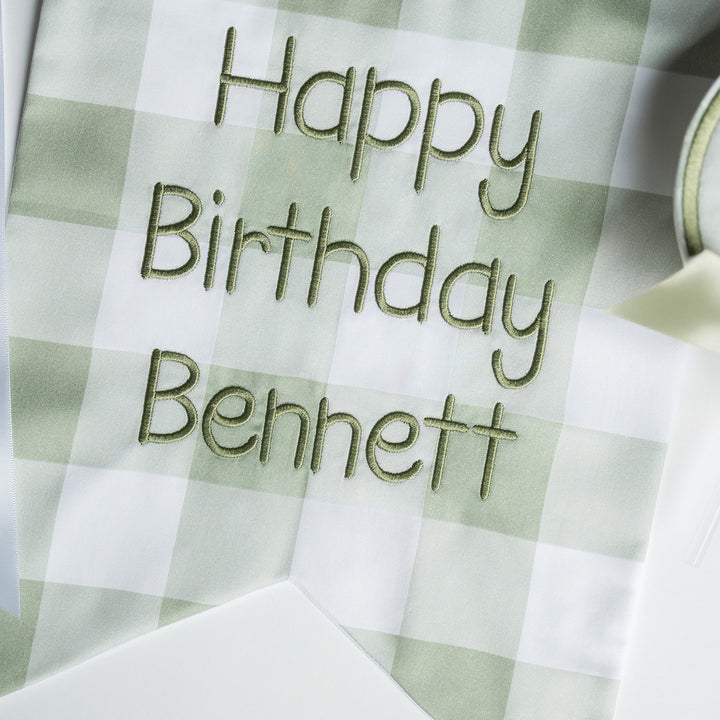 Green Buffalo Check Happy Birthday Banner