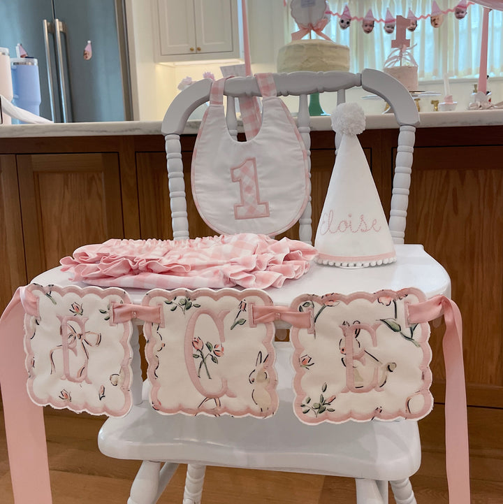 3 Piece Scallop Bunny Banner with Monogram