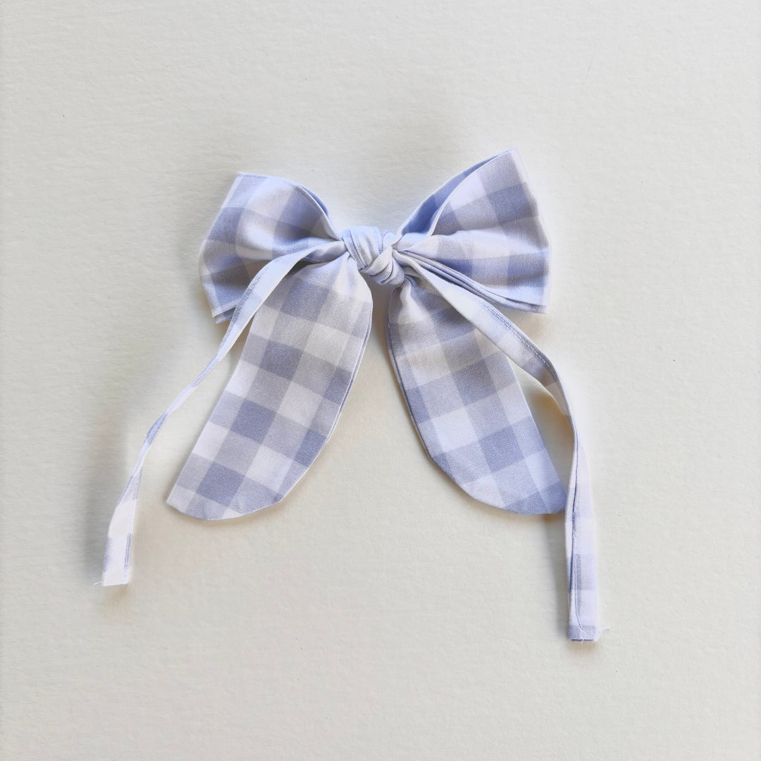 Little Blue Check Mini Bows Set of 6