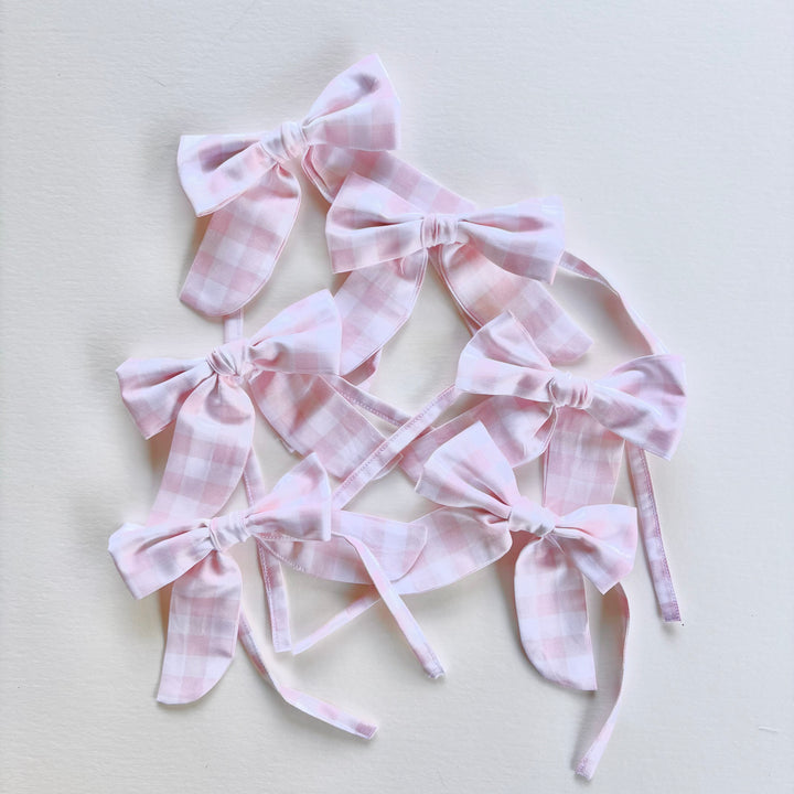 Little Pink Check Mini Bows Set of 6