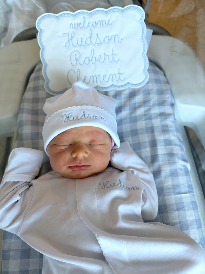 Hospital Bassinet Sheet in Little Blue Check