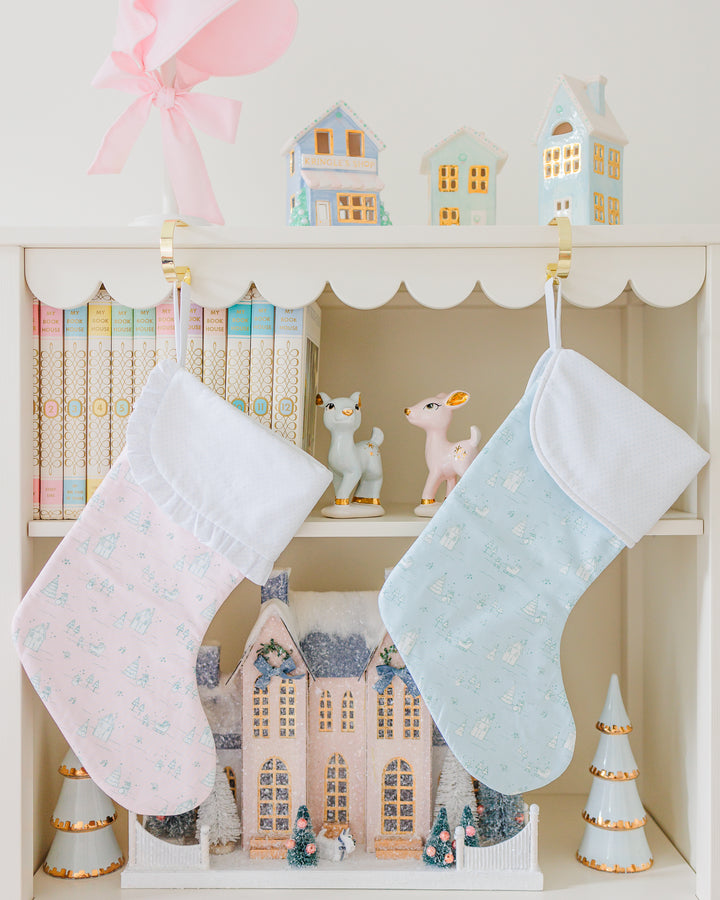 Pink Christmas Village Stocking