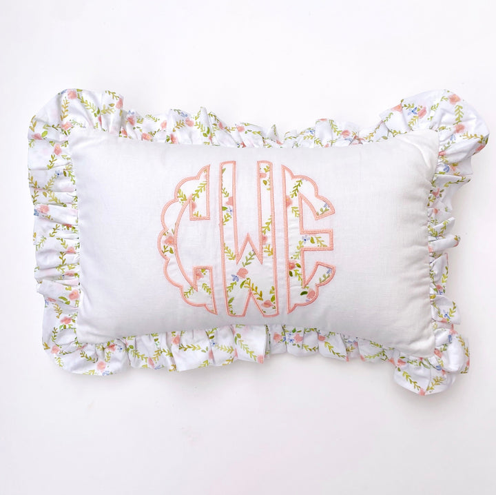 Lumbar Lattice Applique Monogram Pillow
