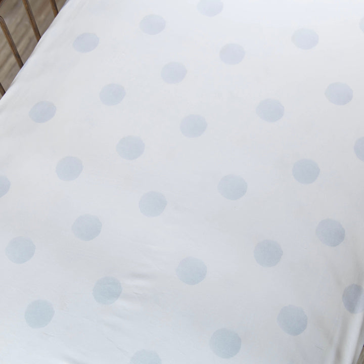 Blue Watercolor Dot Standard Crib Sheet