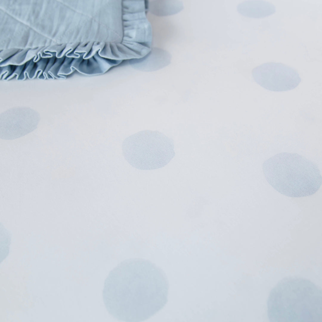 Blue Watercolor Dot Standard Crib Sheet