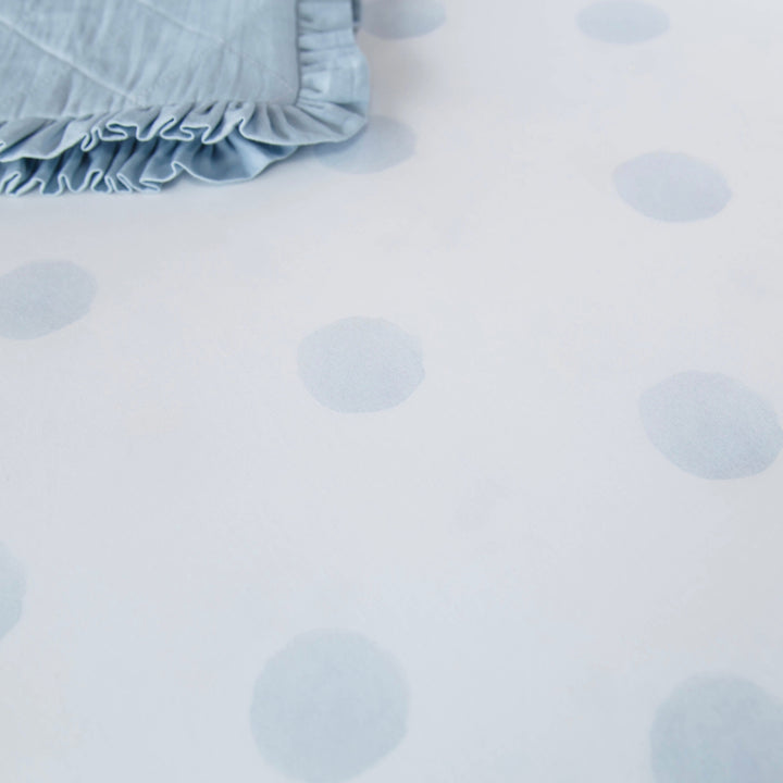 Blue Watercolor Dot Standard Crib Sheet