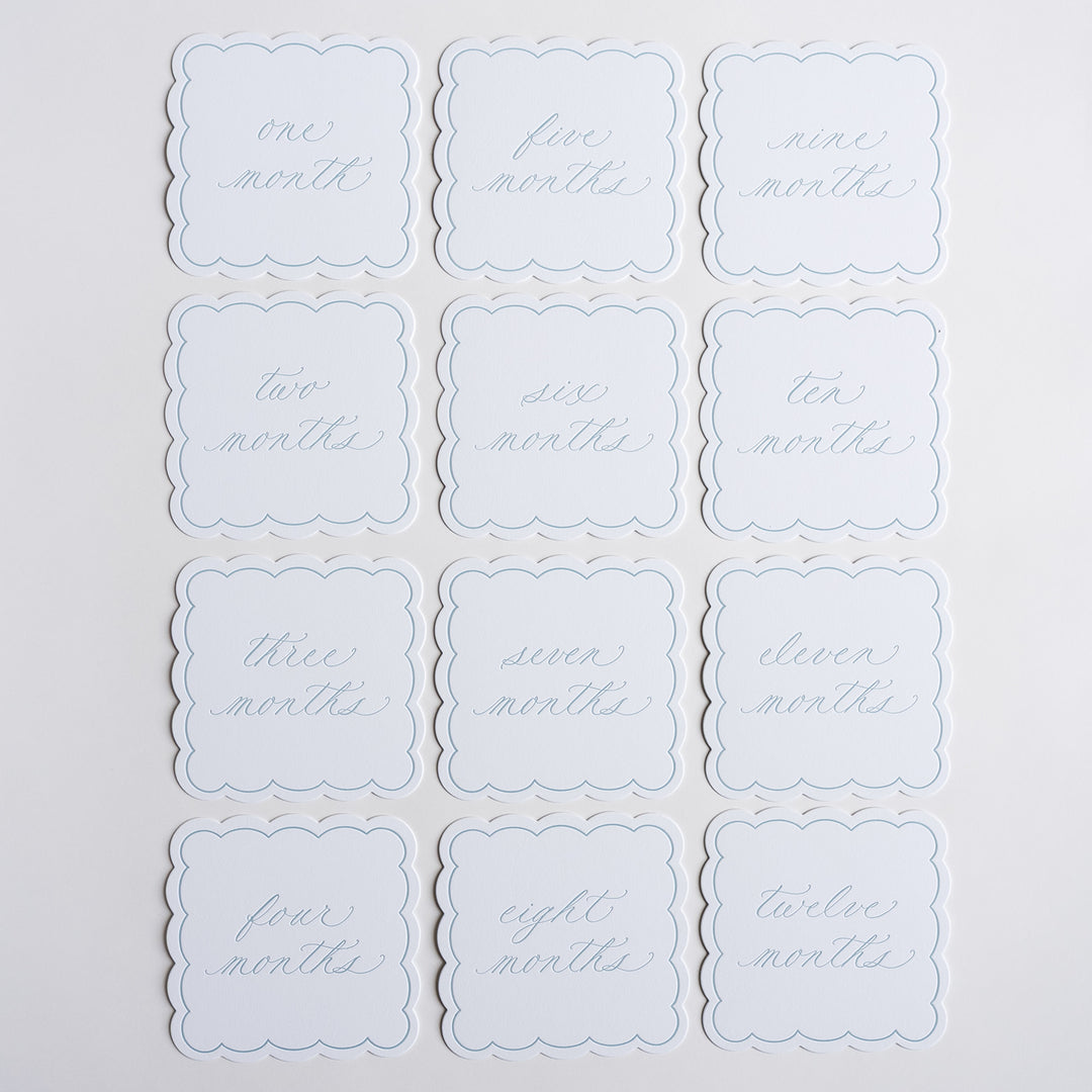 Letterpressed Monthly Markers in Blue
