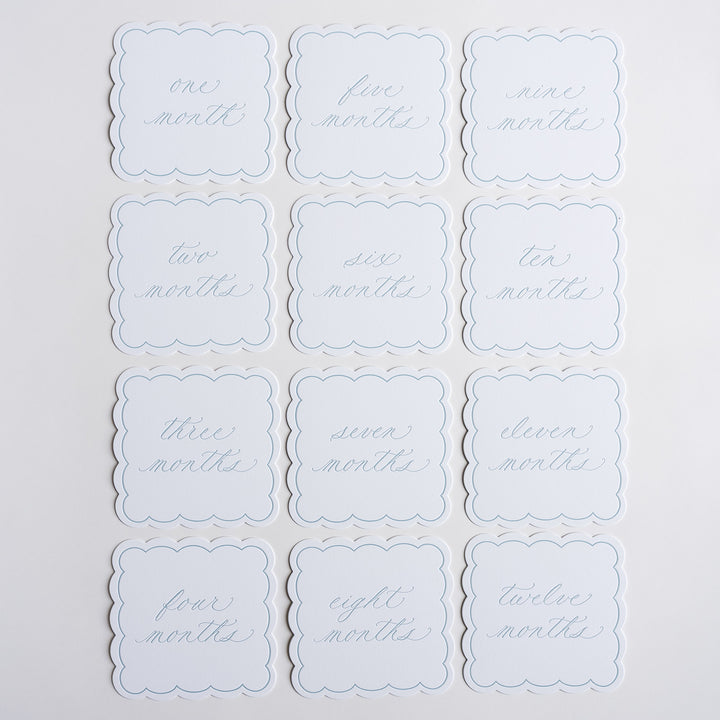 Letterpressed Monthly Markers in Blue