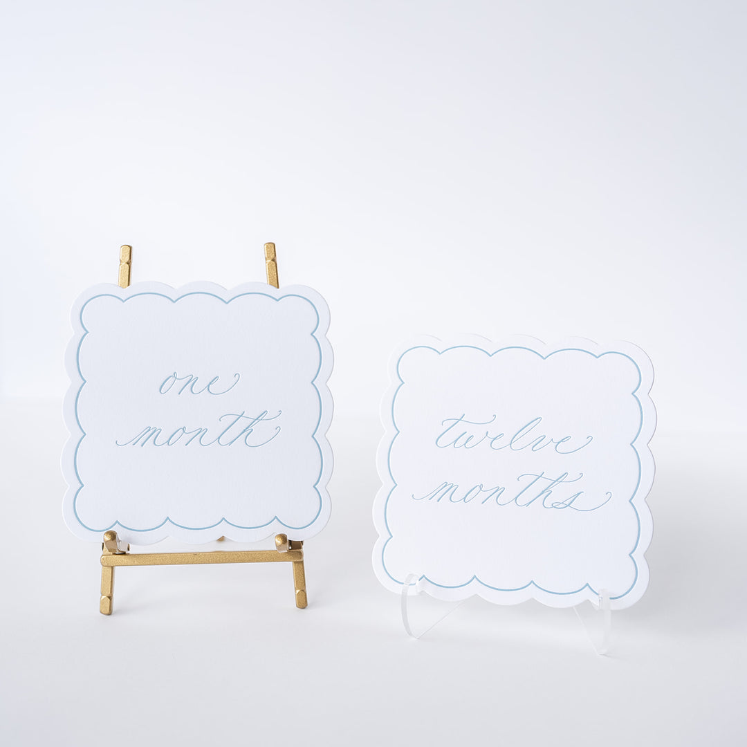 Letterpressed Monthly Markers in Blue