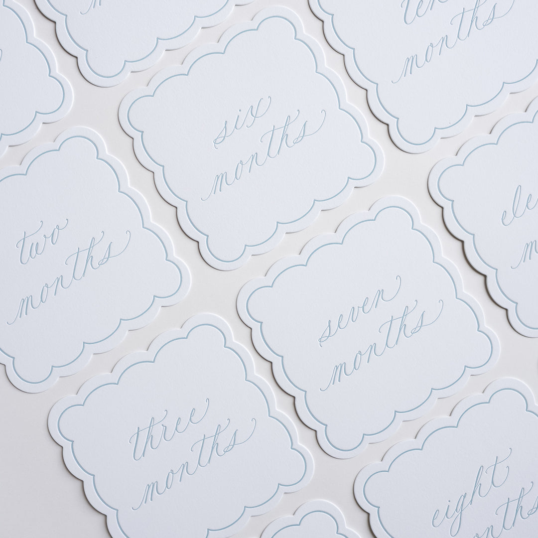Letterpressed Monthly Markers in Blue