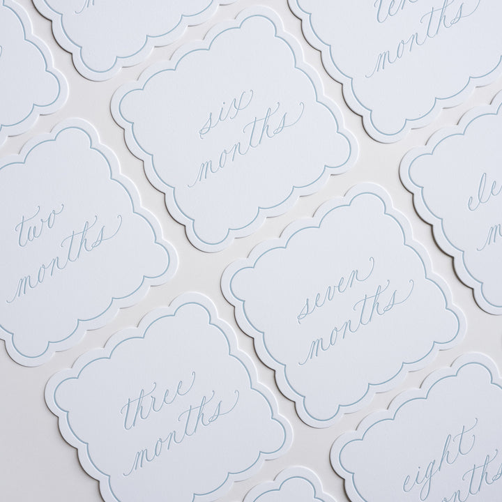Letterpressed Monthly Markers in Blue