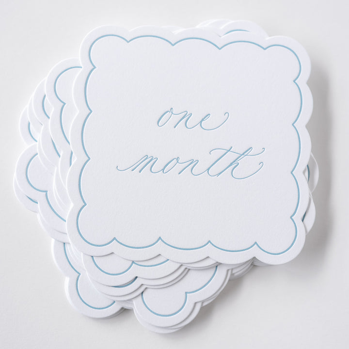 Letterpressed Monthly Markers in Blue