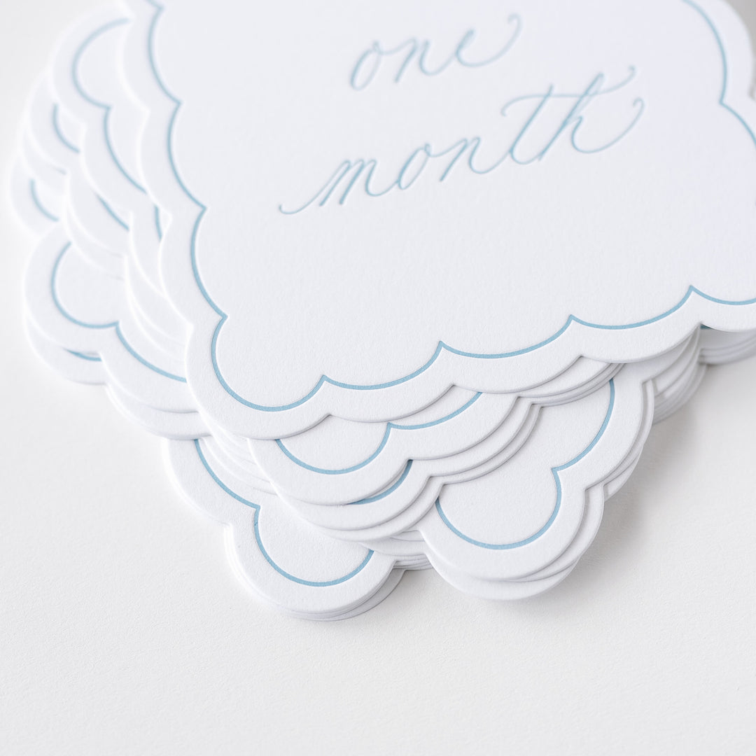 Letterpressed Monthly Markers in Blue