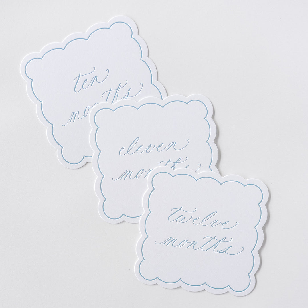 Letterpressed Monthly Markers in Blue