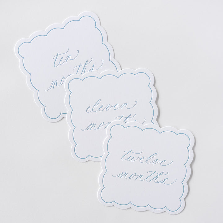 Letterpressed Monthly Markers in Blue