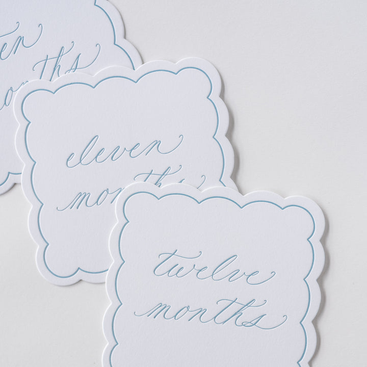 Letterpressed Monthly Markers in Blue
