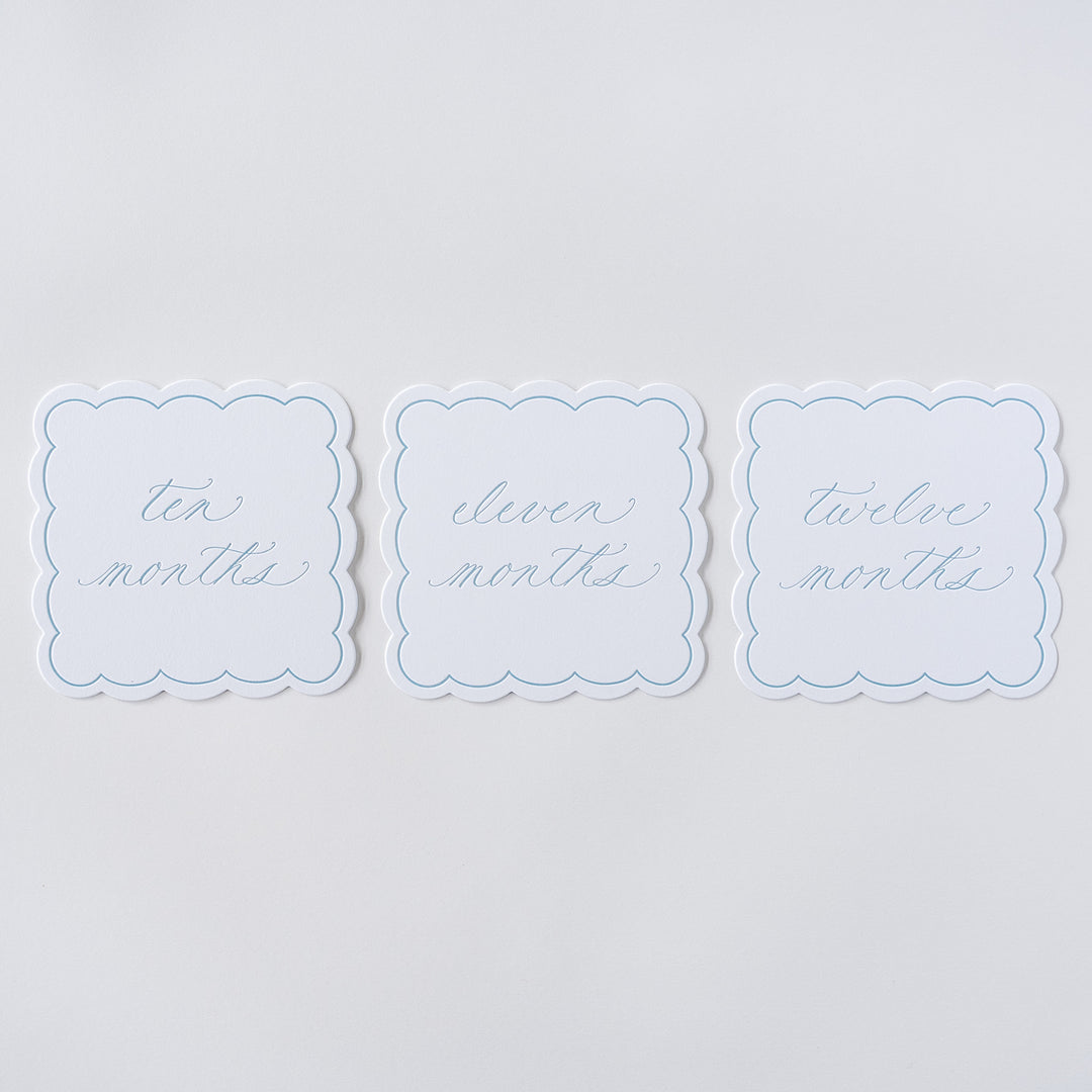 Letterpressed Monthly Markers in Blue