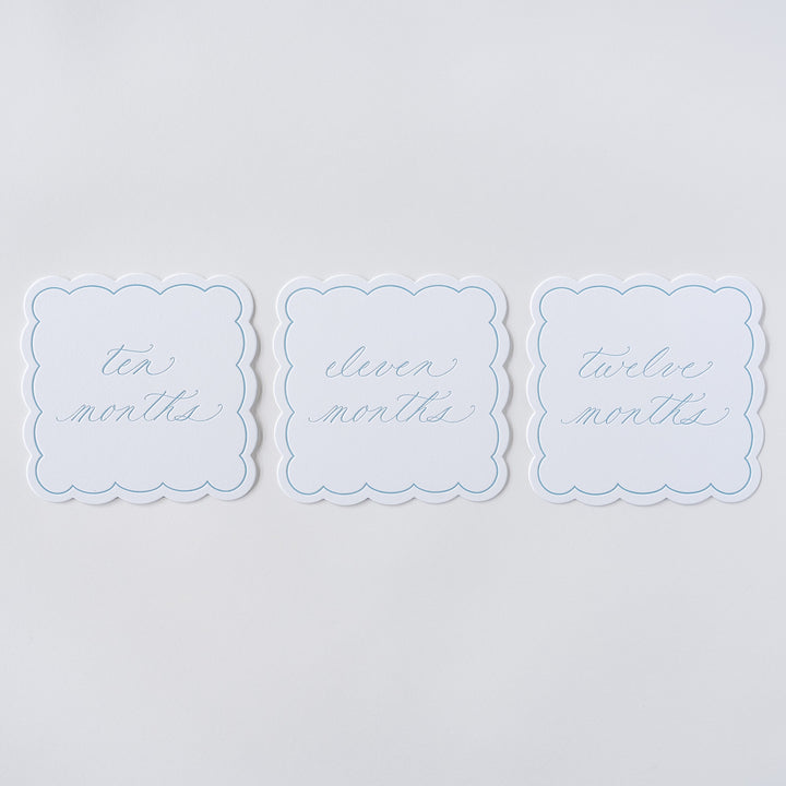 Letterpressed Monthly Markers in Blue