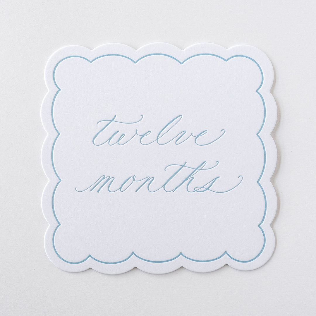 Letterpressed Monthly Markers in Blue