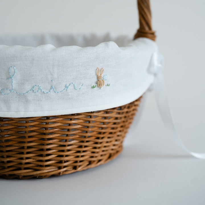 Brittingham Stitching Co. x Namesake Celebrations Personalized Basket Liner in Blue