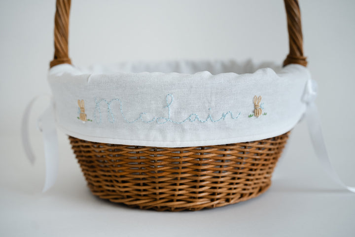 Brittingham Stitching Co. x Namesake Celebrations Personalized Basket Liner in Blue