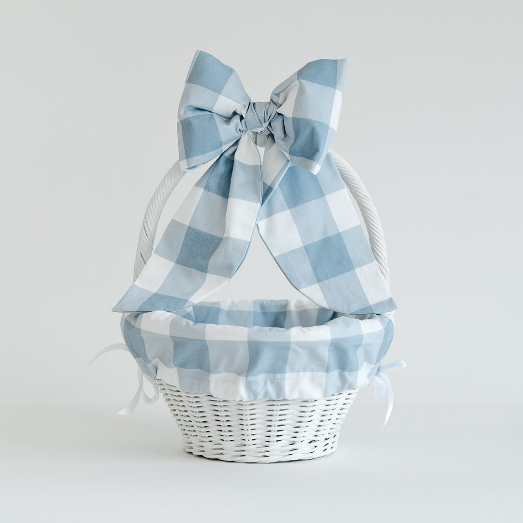 Blue Buffalo Check Liner + Bow Set (for Pottery Barn Sabrina Basket)